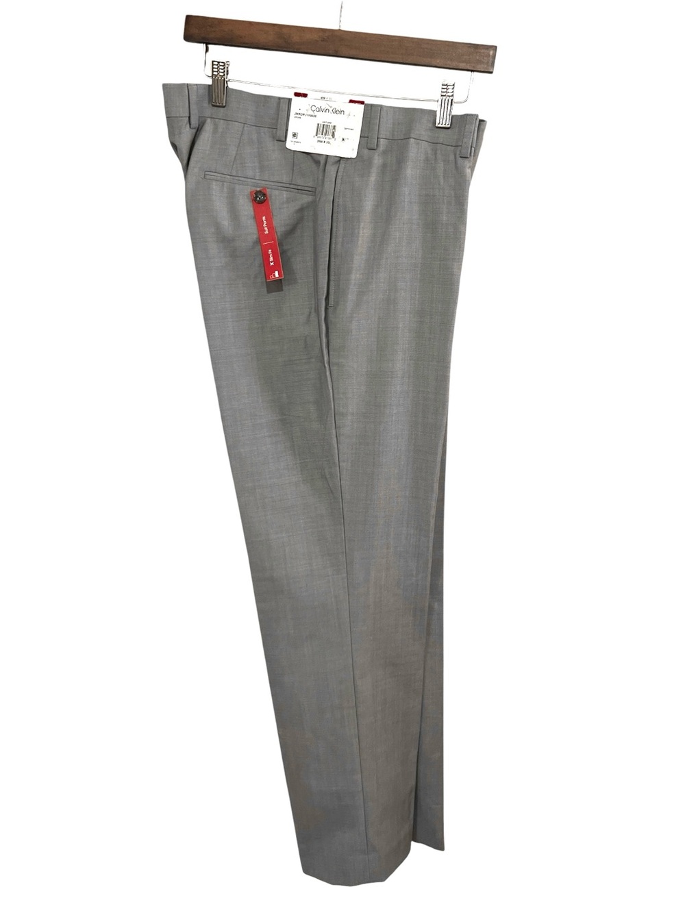 Calvin Klein Mens Jerome Slim Fit Wool Suit Pants, Size 36x30, Color Light Grey